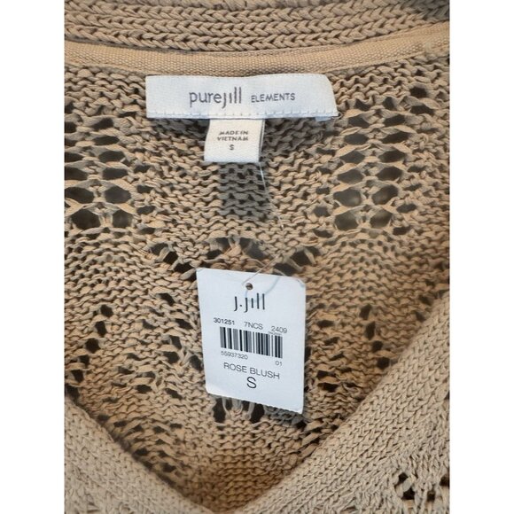 Pure Jill Elements Rose Blush Open Textured V Neck Sweater Small NEW Classic - Picture 3 of 8